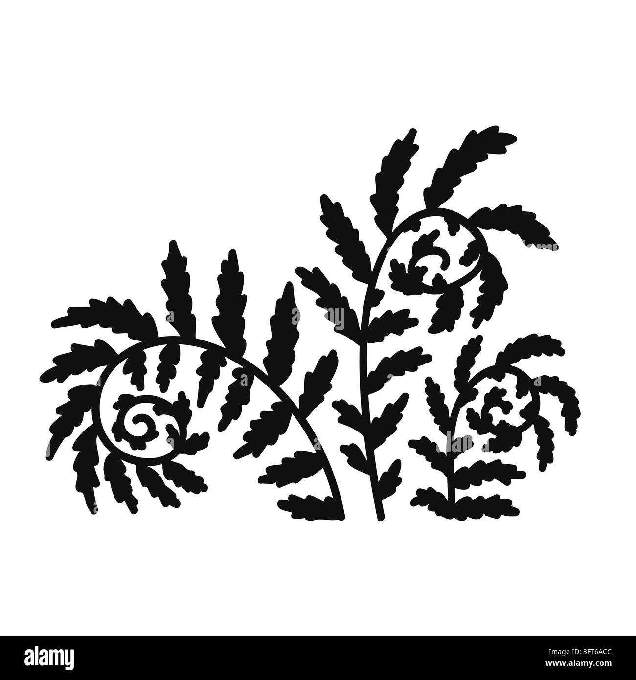 Fairy fern plant outline icon, doodle simple style vector isolated ...