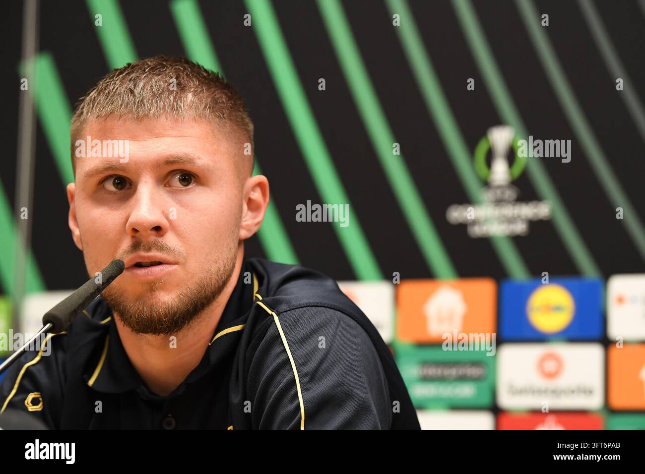 Ryan Merlen STVV's Ryan Merlen pictured during a press conference of Belgian soccer ...