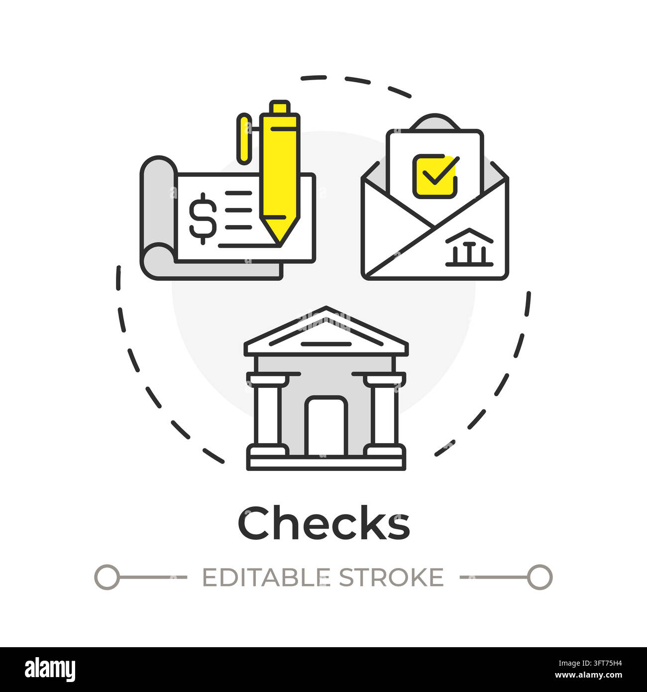 Checks flat linear concept icon. Digital verification processing ...