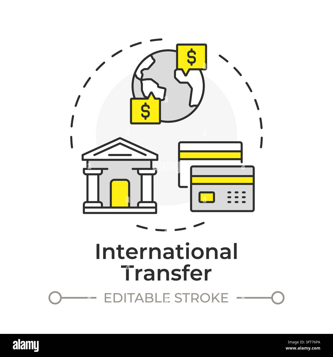 International transfer flat linear concept icon. Global liquidity ...