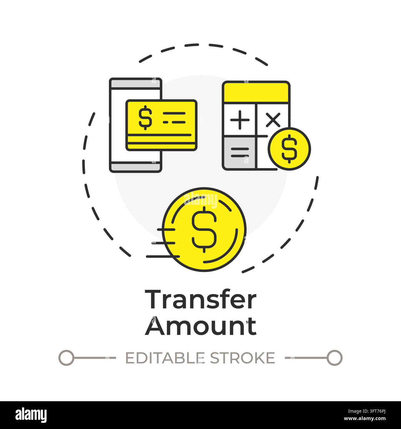 Transfer amount flat linear concept icon. Seamless asset movement ...
