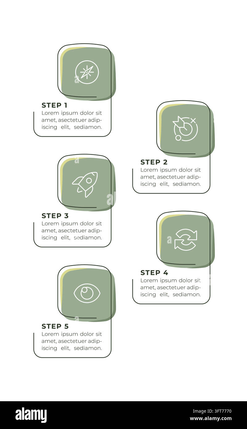 Process8 Flowchart Organization management vertical process flow infographic 5 steps Stock ...