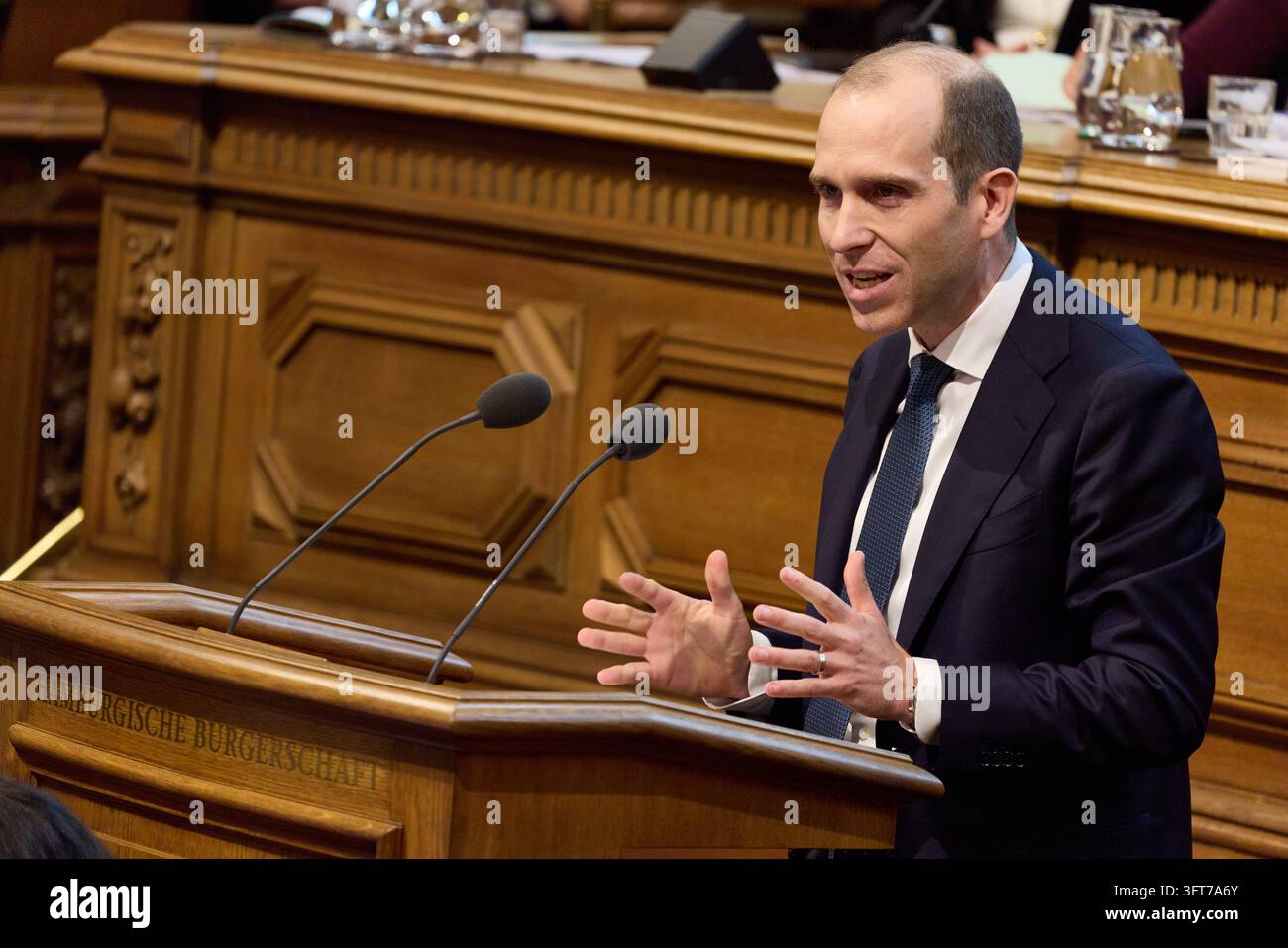 14 October 2026, Hamburg: Dennis Thering (CDU), state chairman, speaks ...