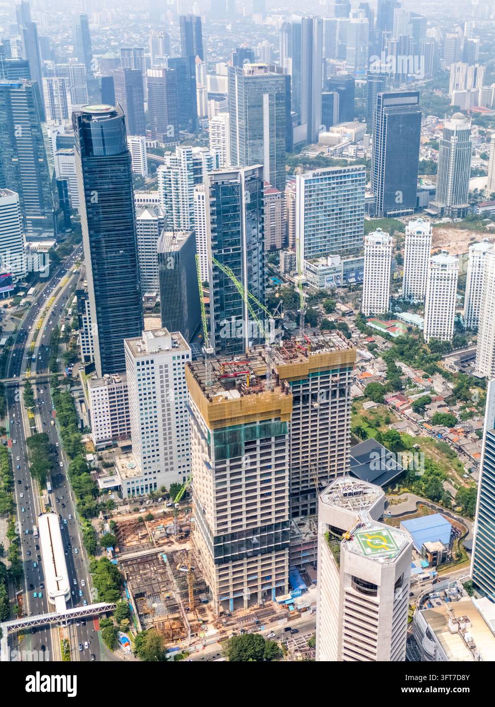 High Rase Building Aerial view of the modern skyline featuring high-rise office buildings ...