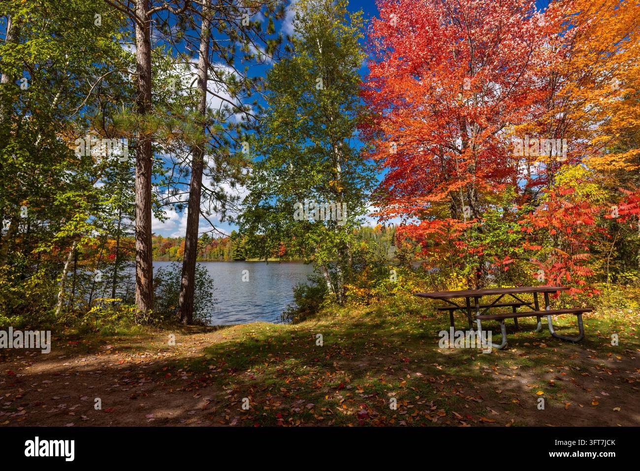 A beautiful autumn day on Black Lake in Sawyer County, Wisconsin Stock ...