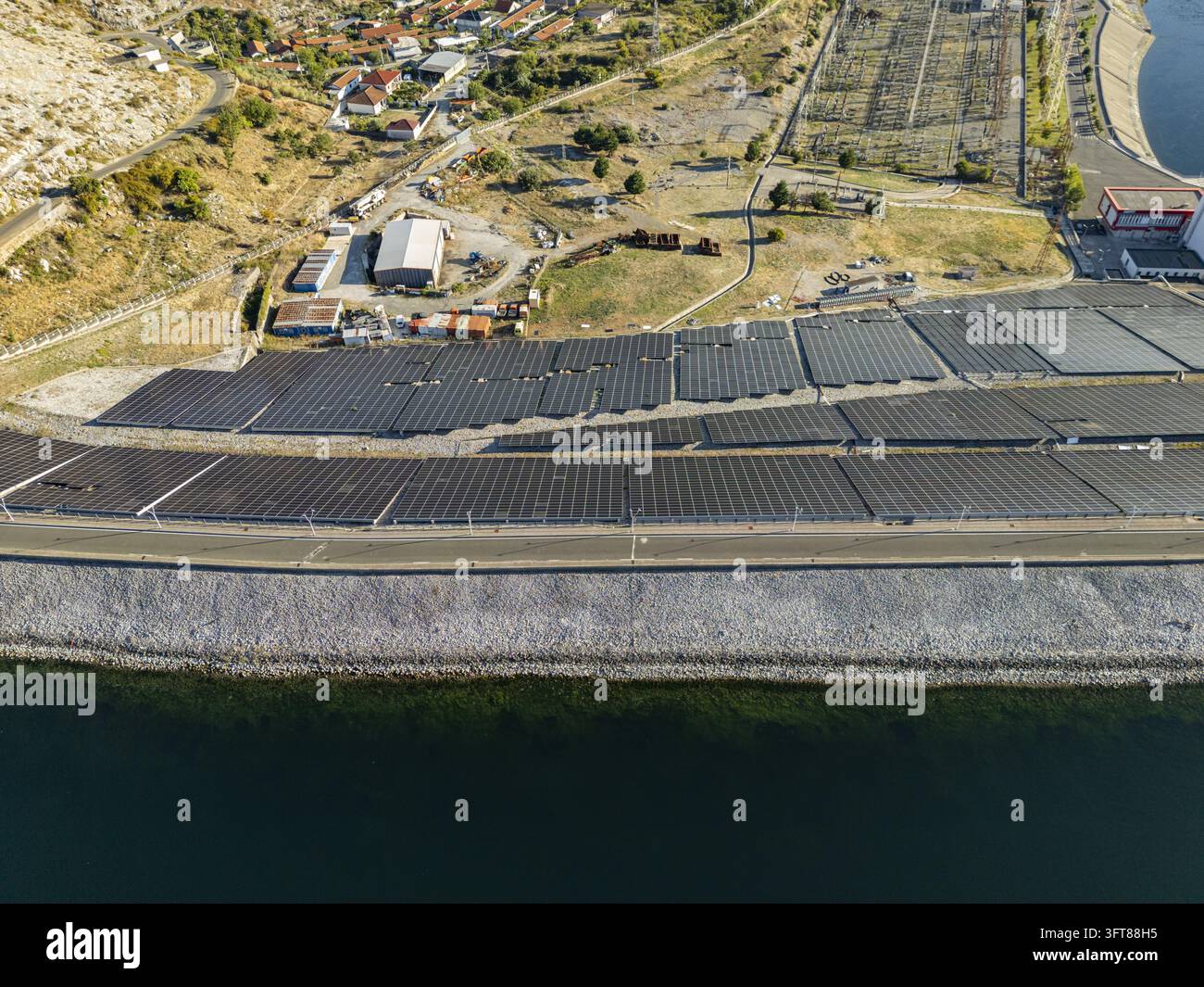 Aerial view of the Vau i Dejes Hydropower Plant featuring extensive ...