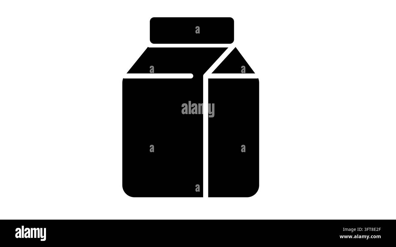 Classic milk carton box vector icon. Solid black glyph style on white ...
