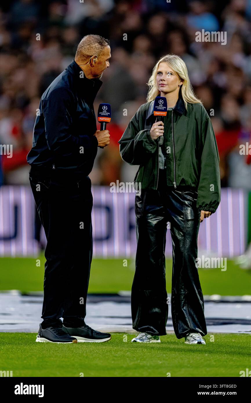 ROTTERDAM - Ruud Gullit and Noa Vahle of ZIGGO Sport during the UEFA ...