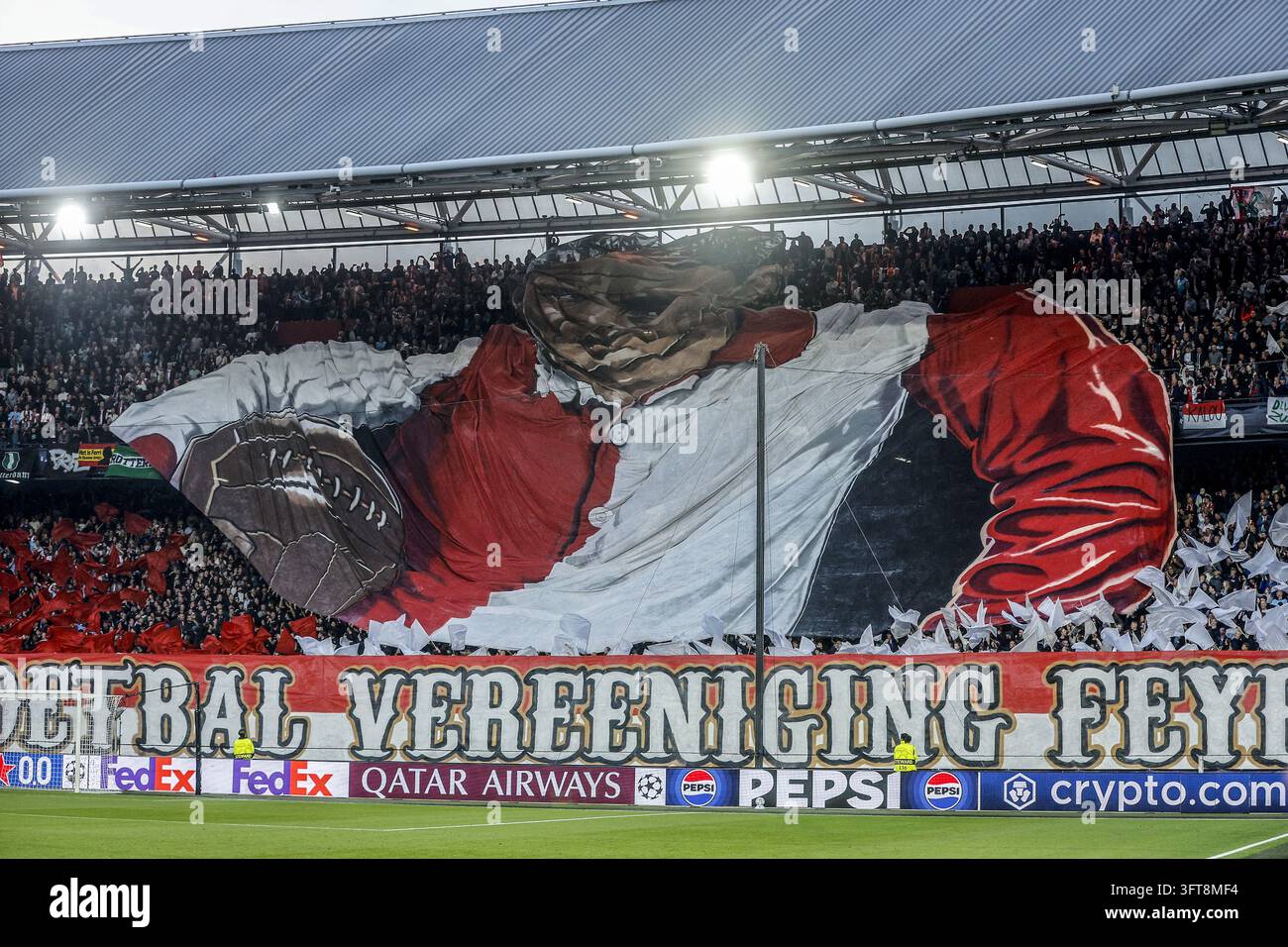 ROTTERDAM - Atmosphere-creating action by Feyenoord supporters during ...