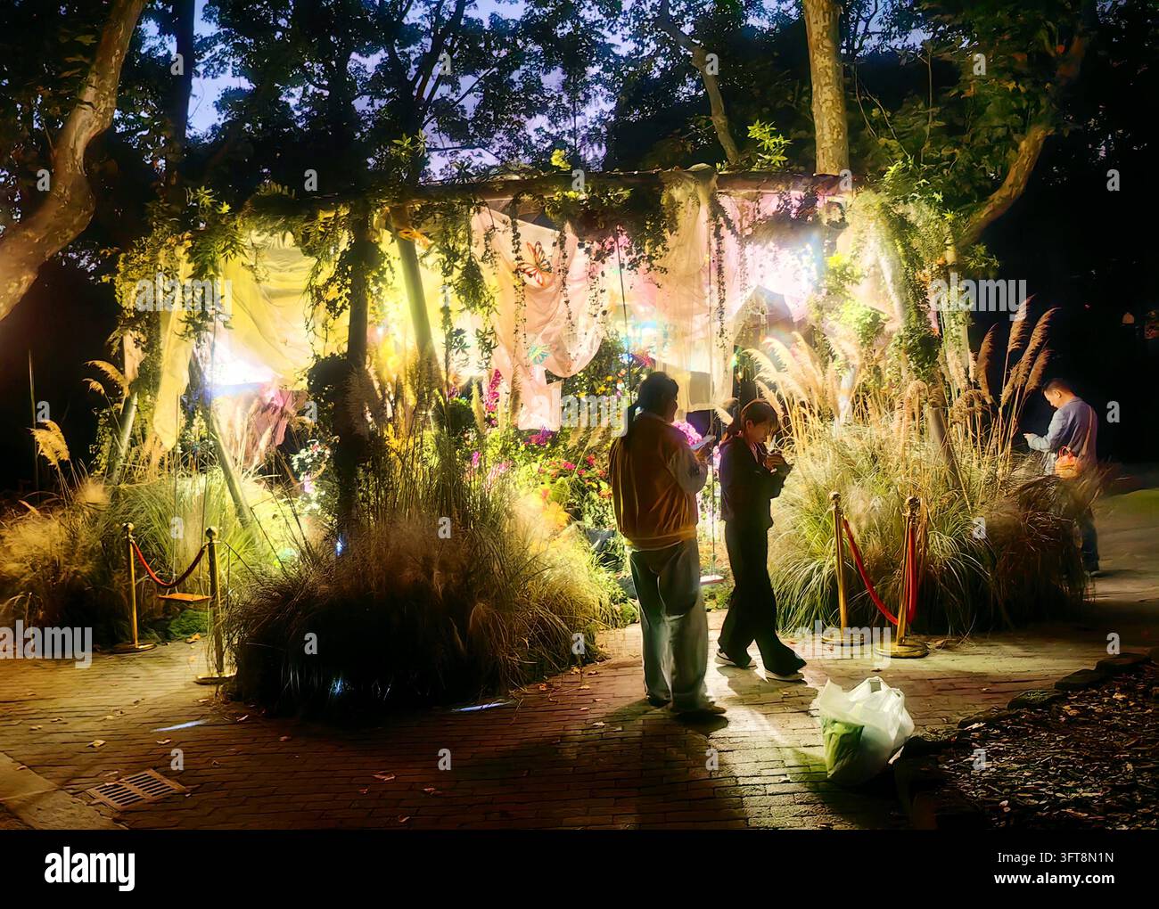 An art installation is seen at the swing garden at night during the ...