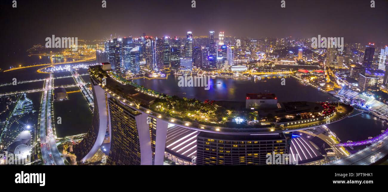 Singapore, Singapore - 10 September 2020: Aerial view of Marina Bay ...