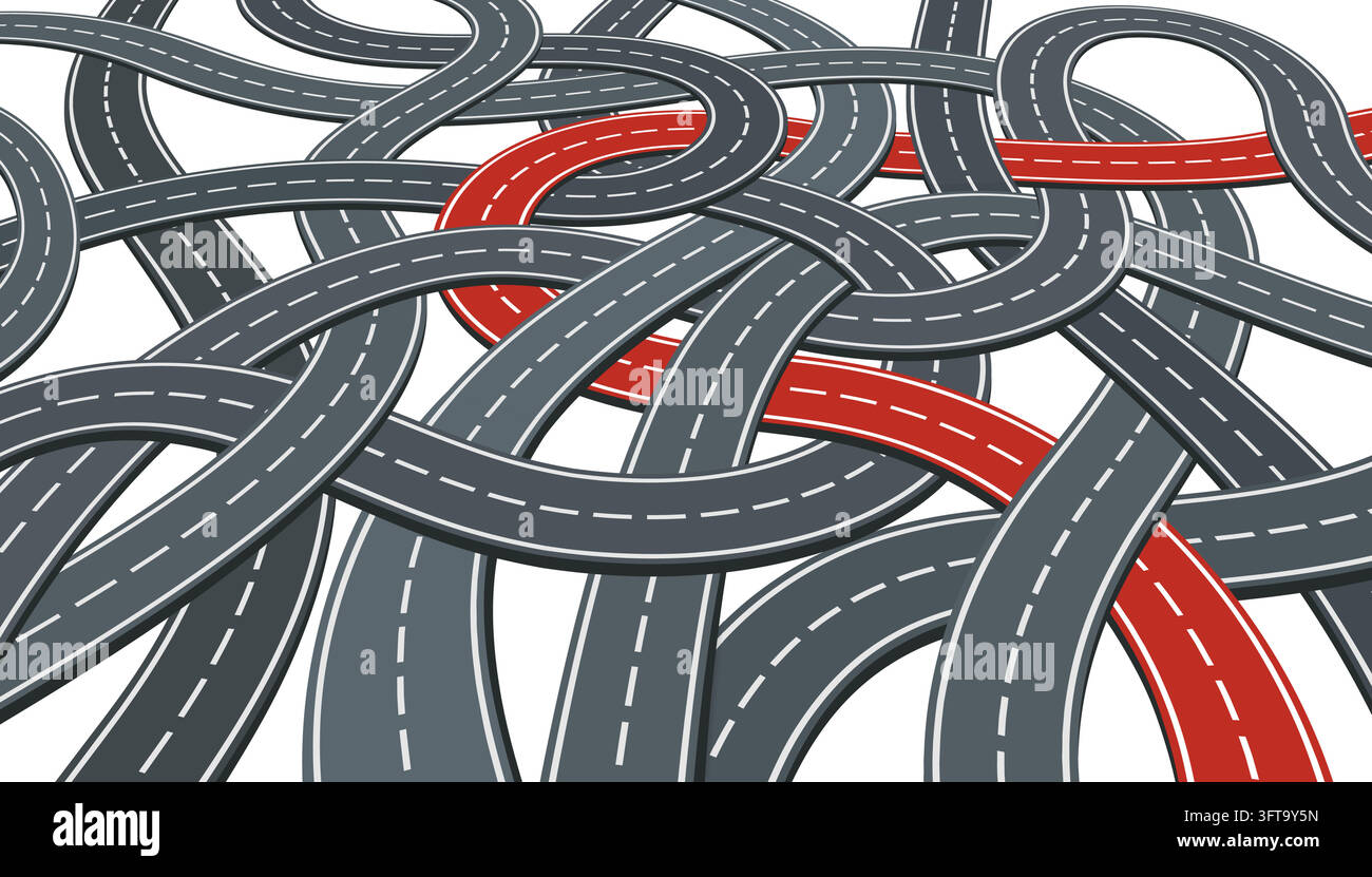 Business Concept with Road Infographics and Selected Way on Transparent ...