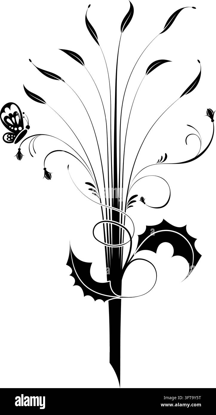 Flower background with butterfly, element for design, vector ...