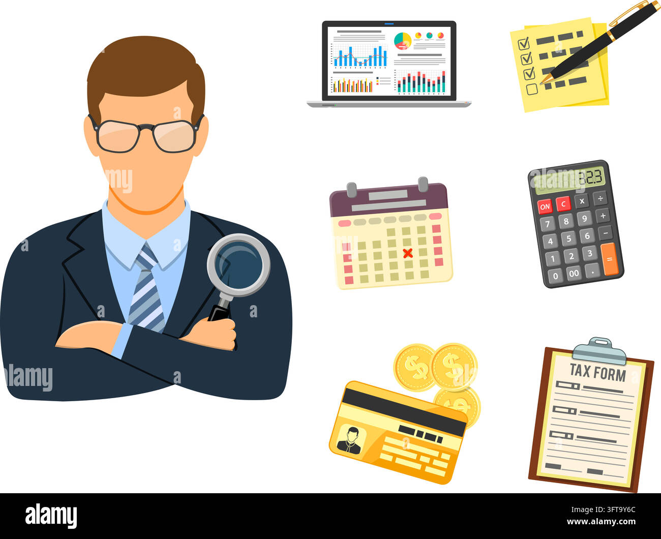 Auditing, Tax, Accounting Concept. Auditor Holds Magnifying Glass in ...