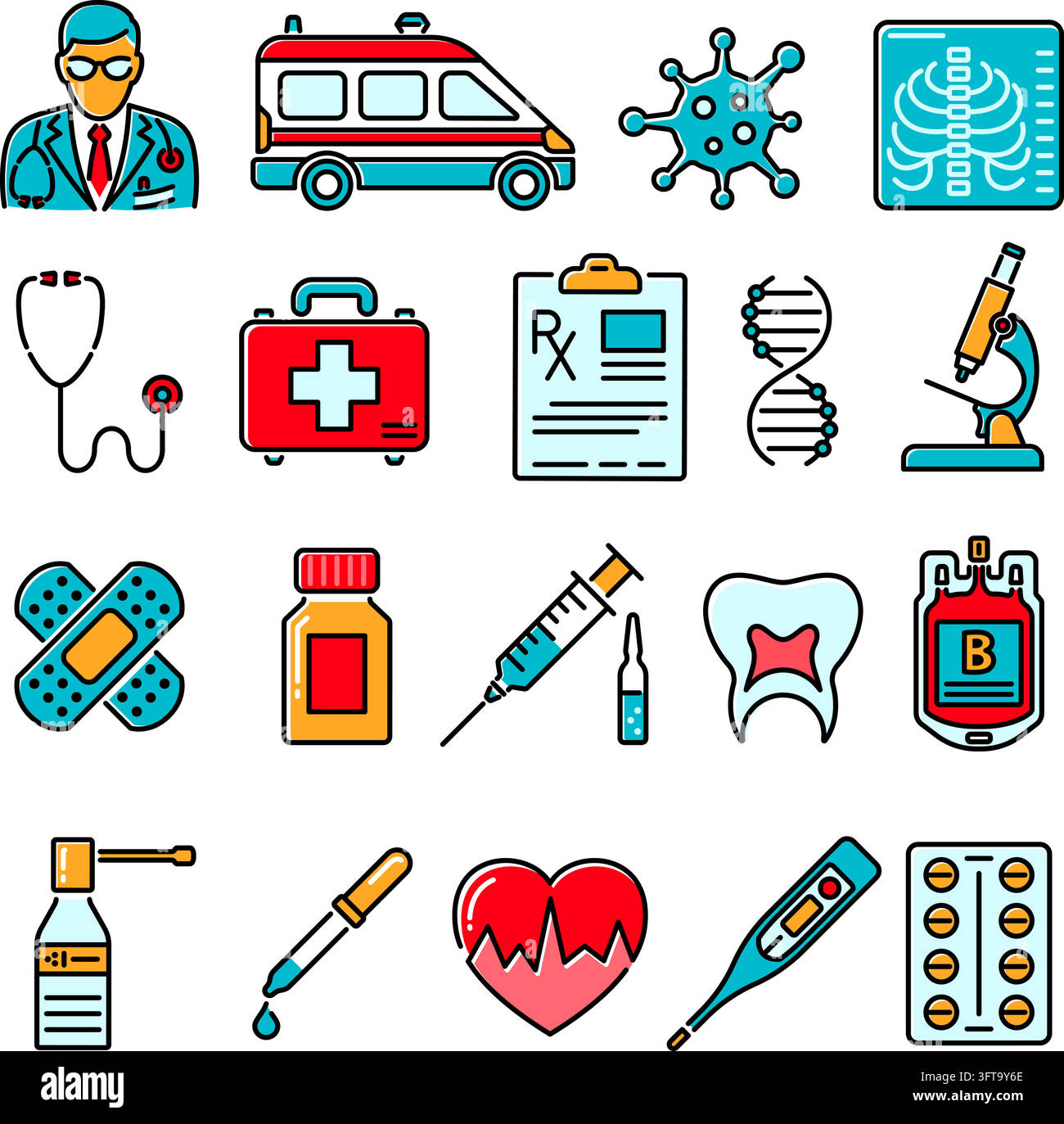 Medical and Healthcare Colored Line Icons Set like Doctor, Health ...