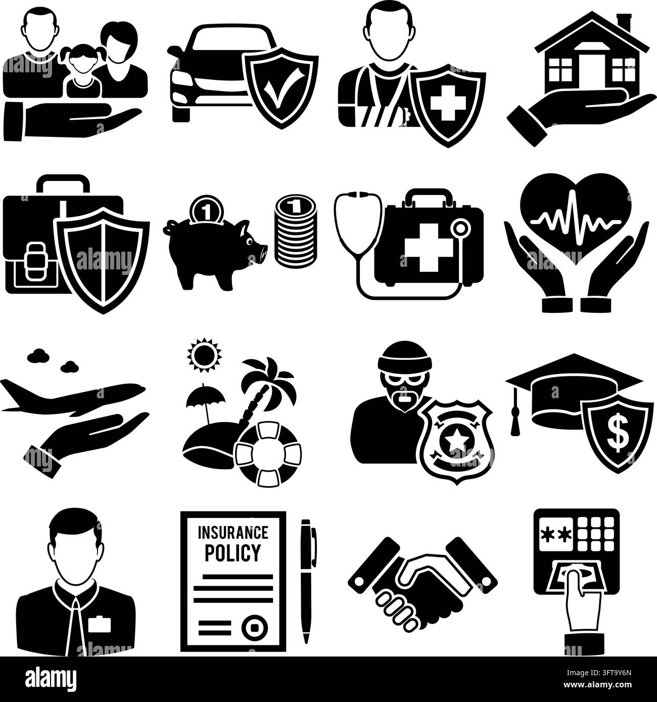 Insurance Icons Set for Poster, Web Site, Advertising like House, Car ...