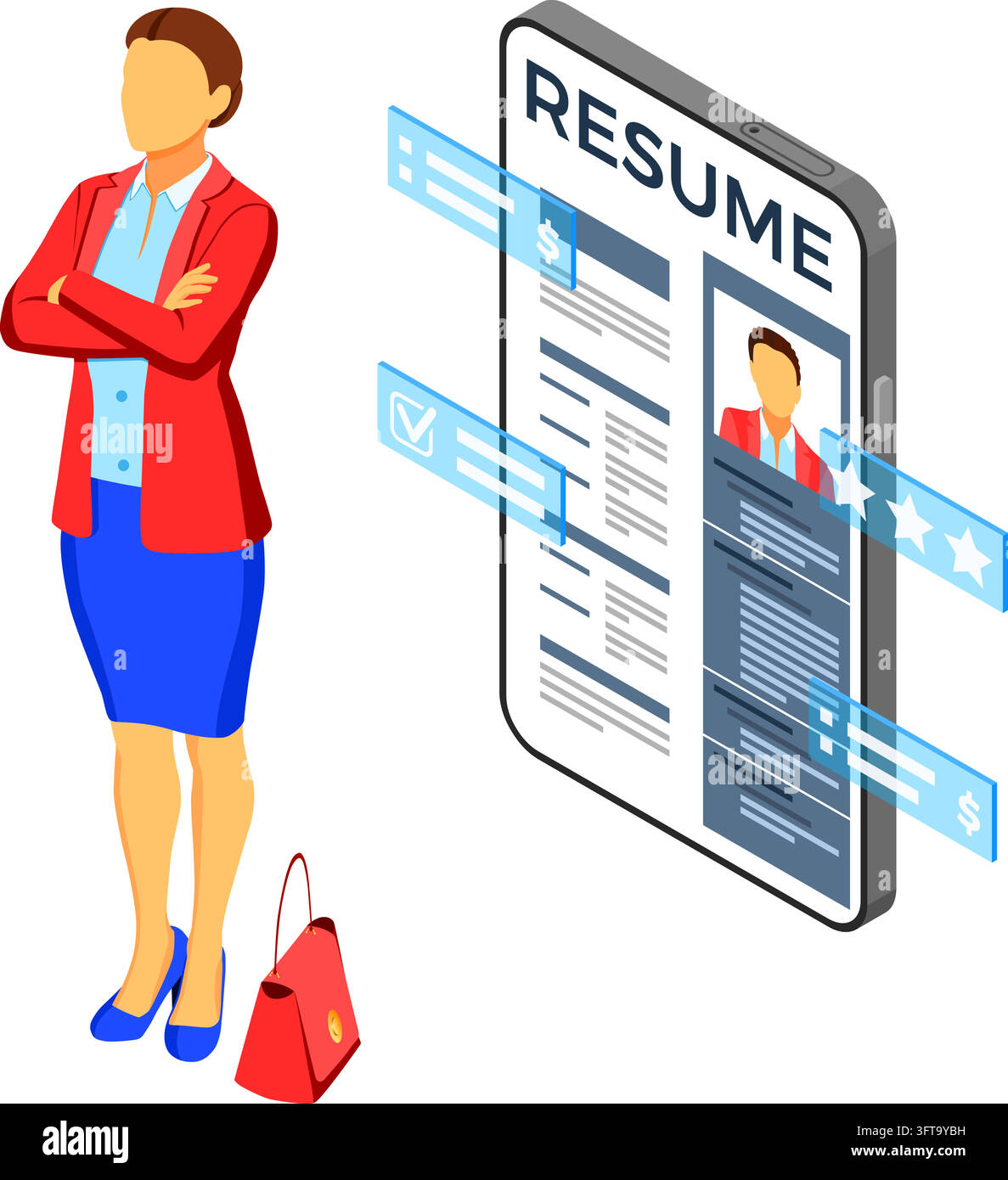 Isometric employment, recruitment and hiring concept. Job agency human ...