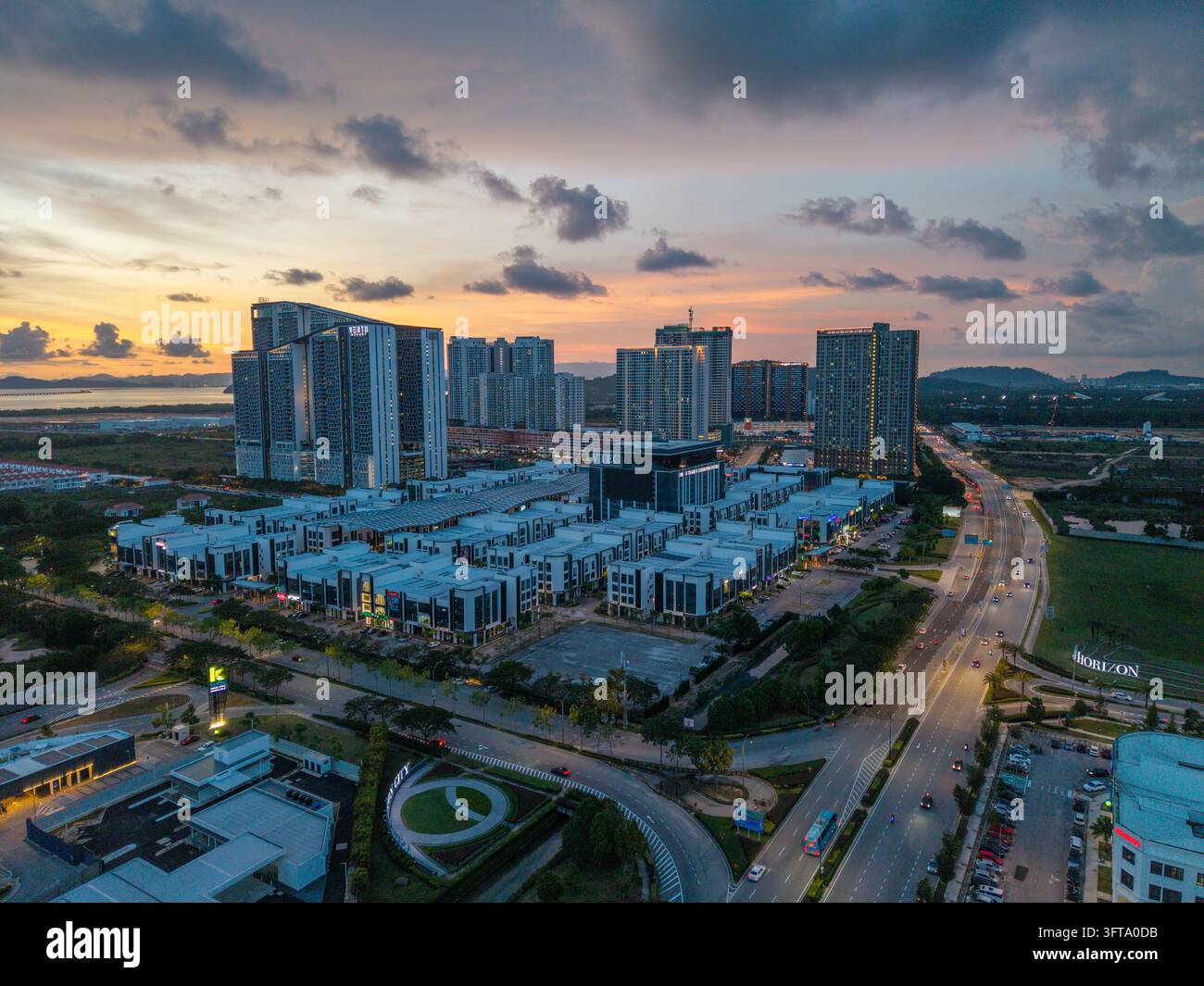 High Rase Building Simpang Ampat, Malaysia - 05 October 2026: Aerial view of Batu Kawan ...