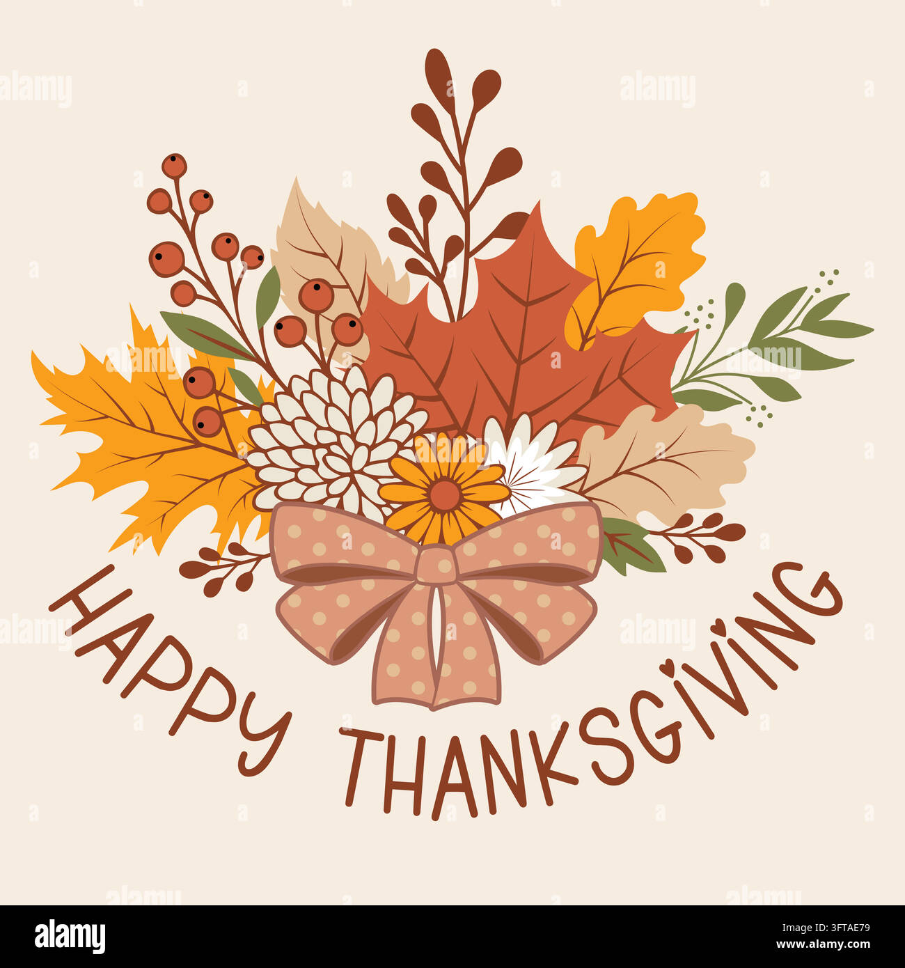 Happy Thanksgiving floral bouquet vector design Stock Vector Image ...