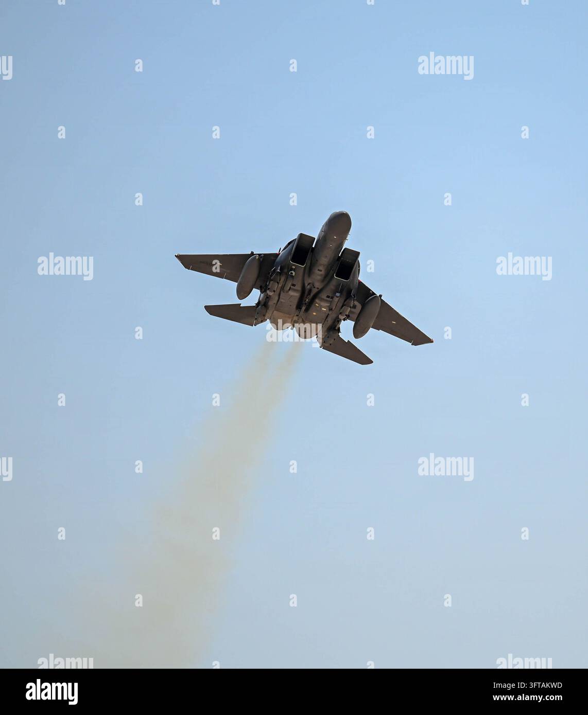 Commanders Vector A U.S. Air Force F-15E Strike Eagle aircraft takes off from a base in ...