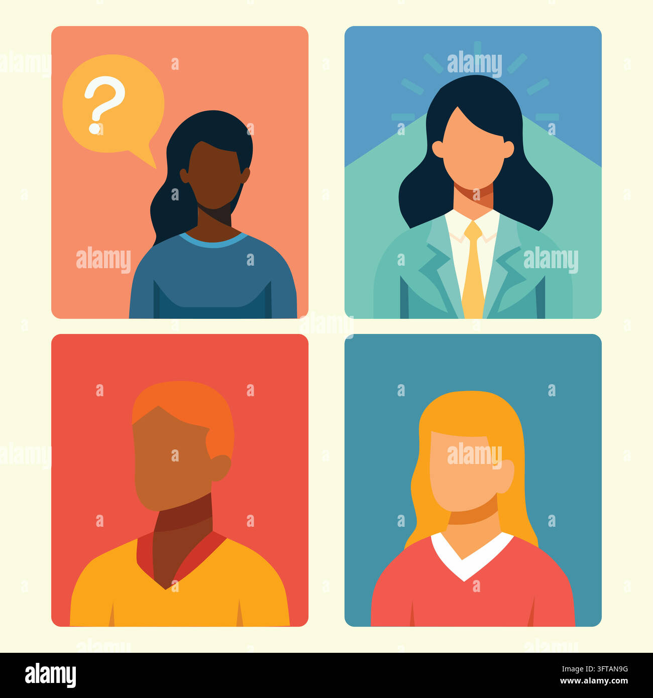 Modern Diverse People Portraits and Communication Set Vector ...