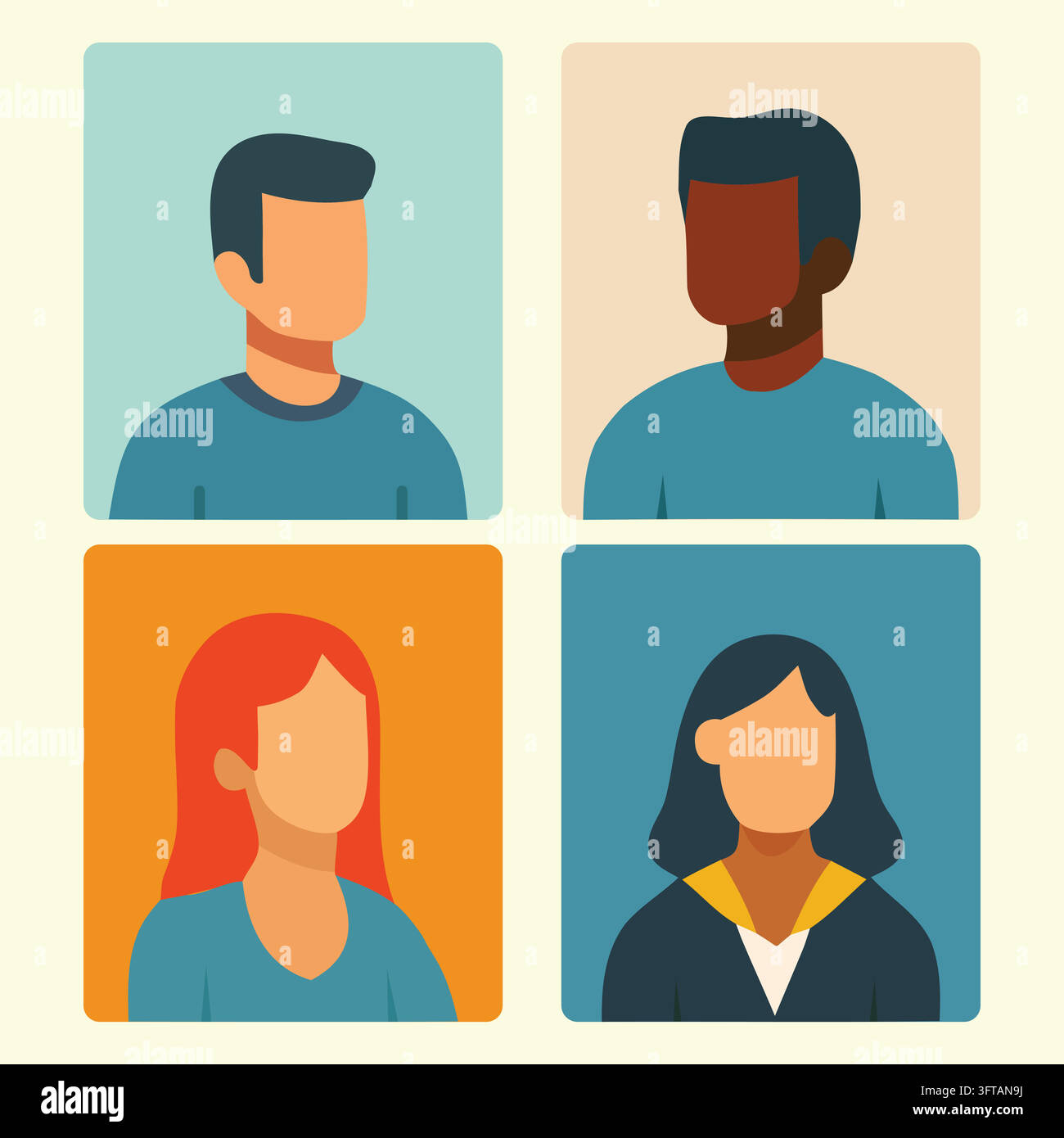 Modern Diverse People Portraits and Community Avatars Vector Set Stock ...