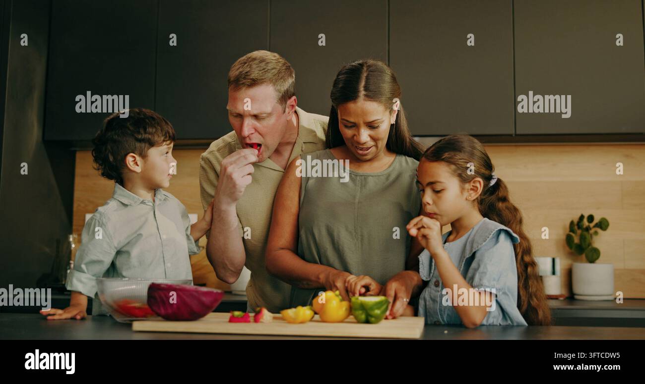 Family, cooking and bonding with children, kitchen and helping mom with ...