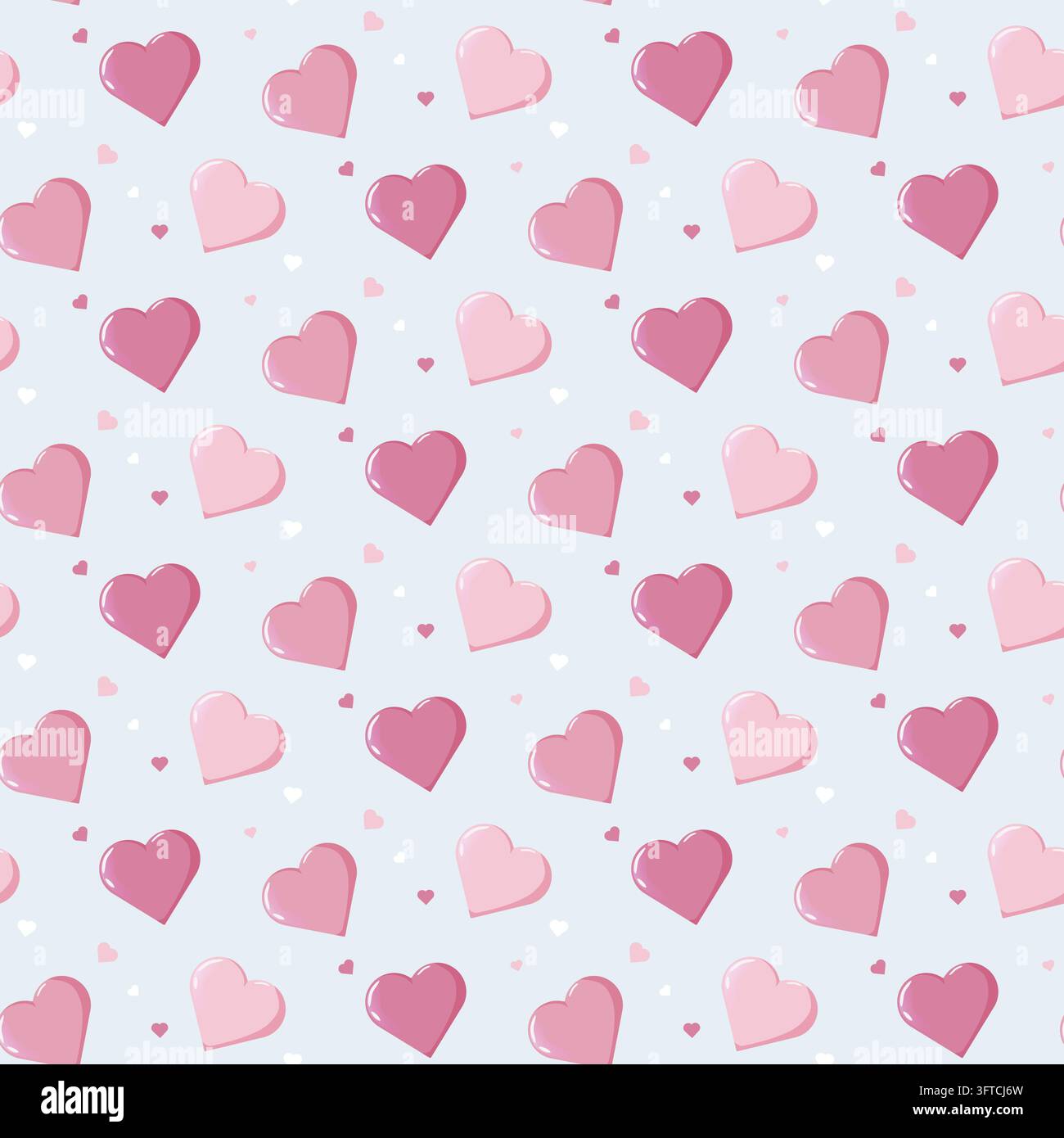 Seamless repeating pattern of pink and magenta hearts on light blue ...