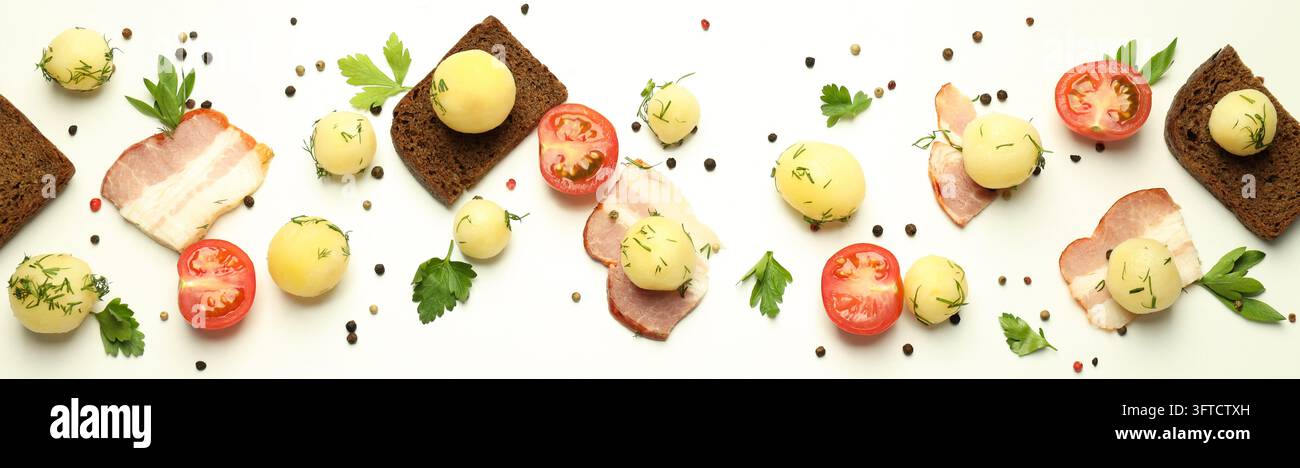 Concept of tasty food with boiled young potatoes Stock Photo - Alamy