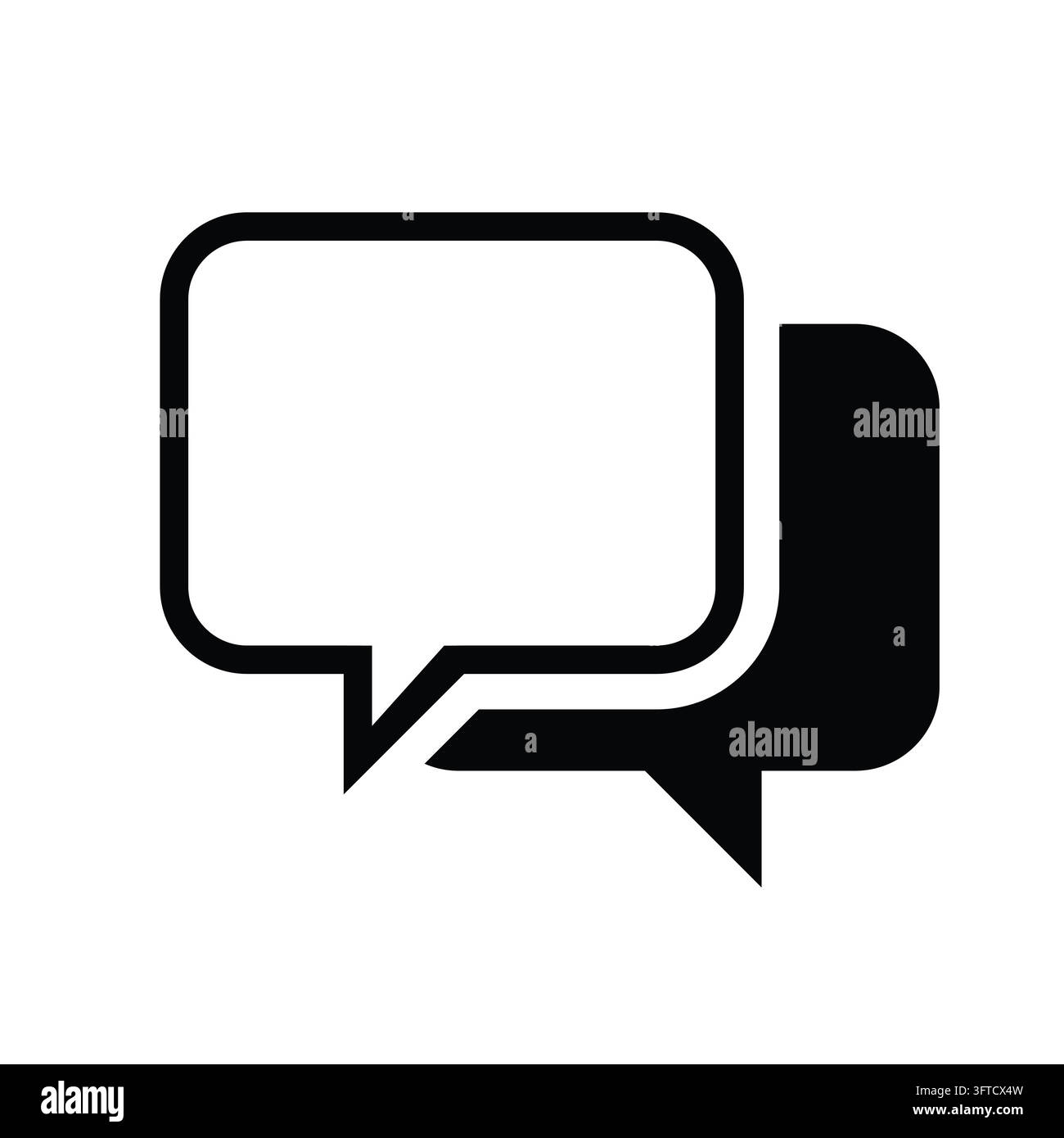 Two chat speech bubble icon symbol overlapping representing conversation dialogue message contact support discussion user interface concept illustrati Stock Vector