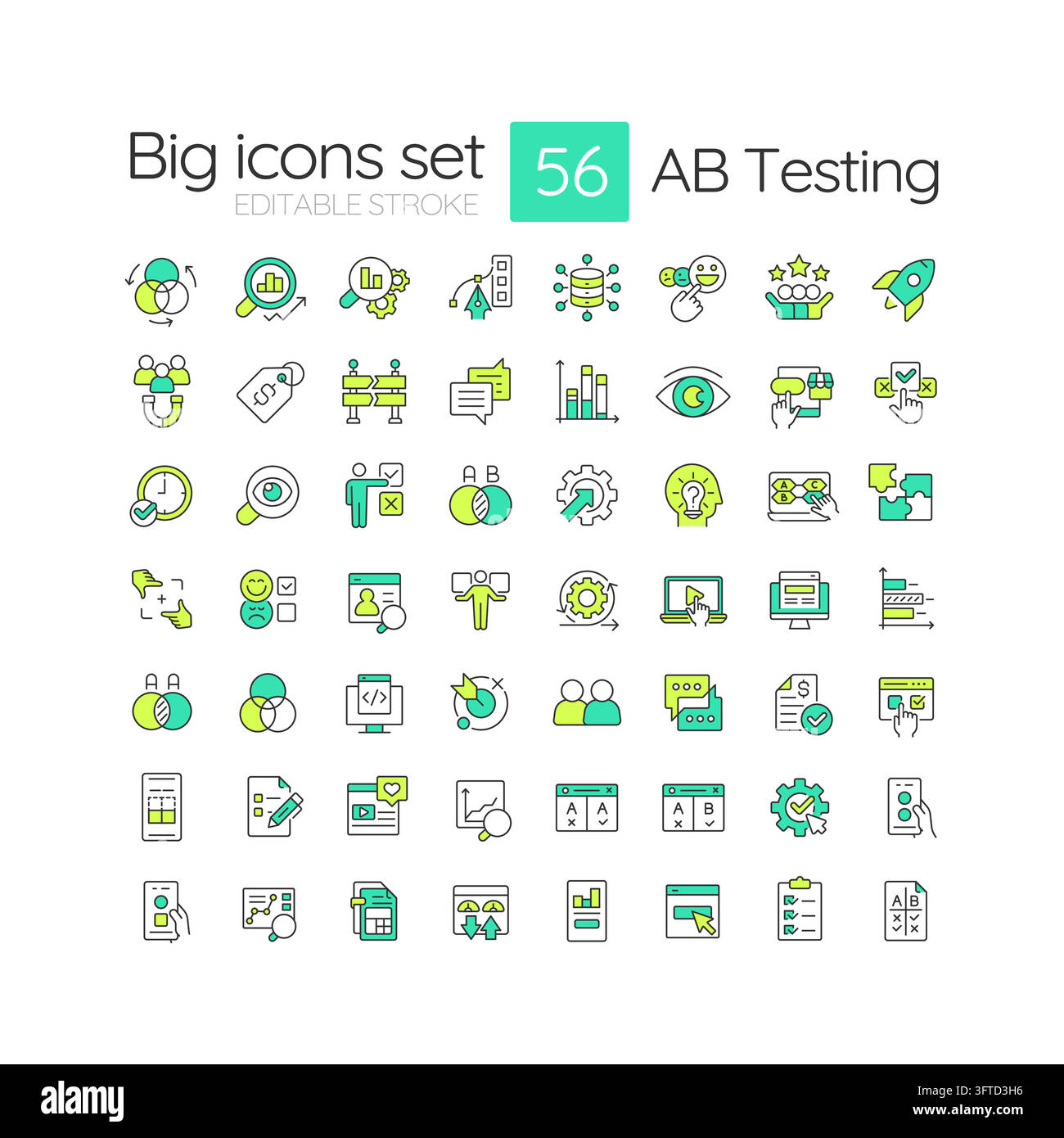 AB testing line color icons set Stock Vector Image & Art - Alamy
