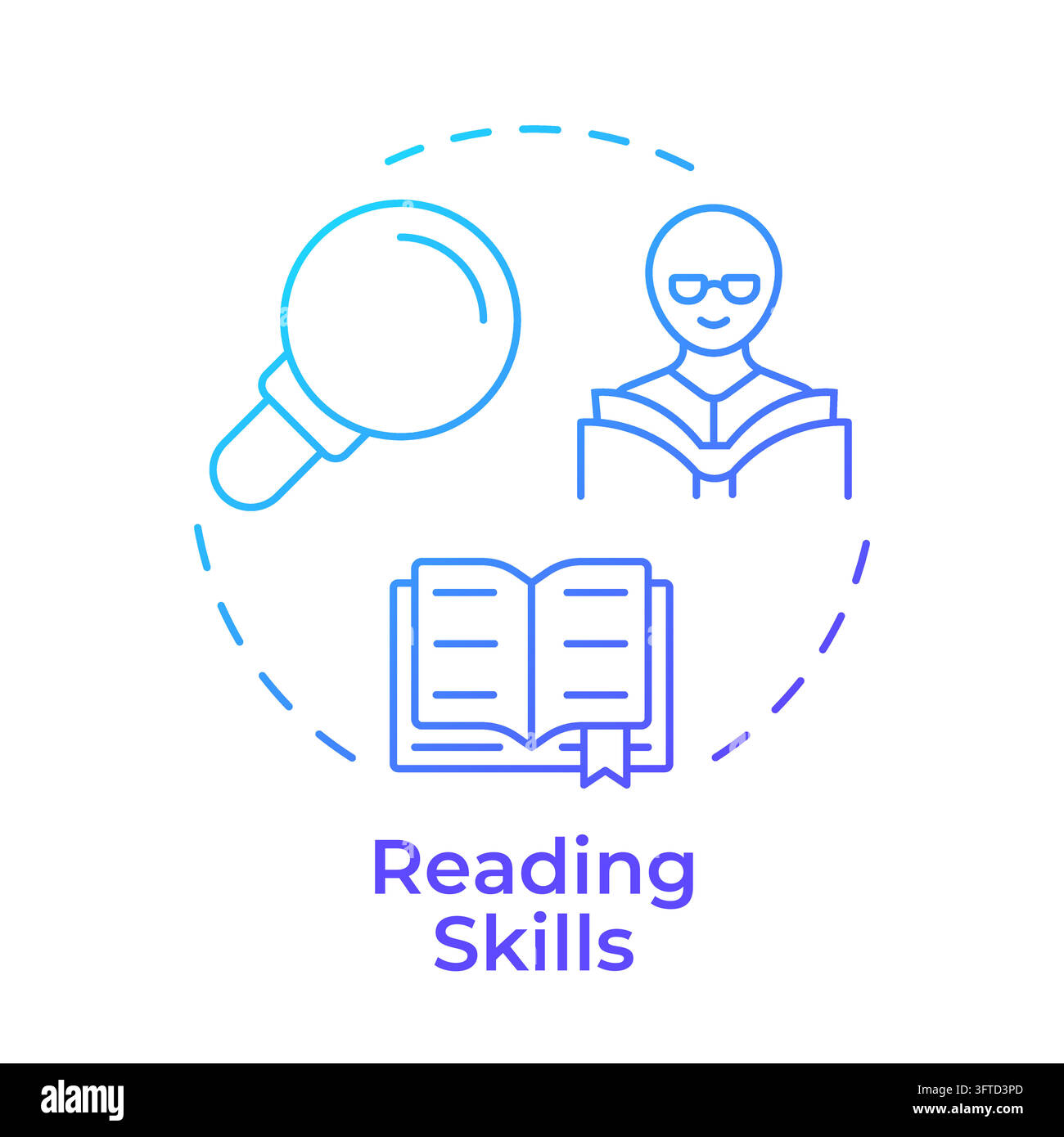 Reading skills gradient outline concept icon Stock Vector Image & Art ...