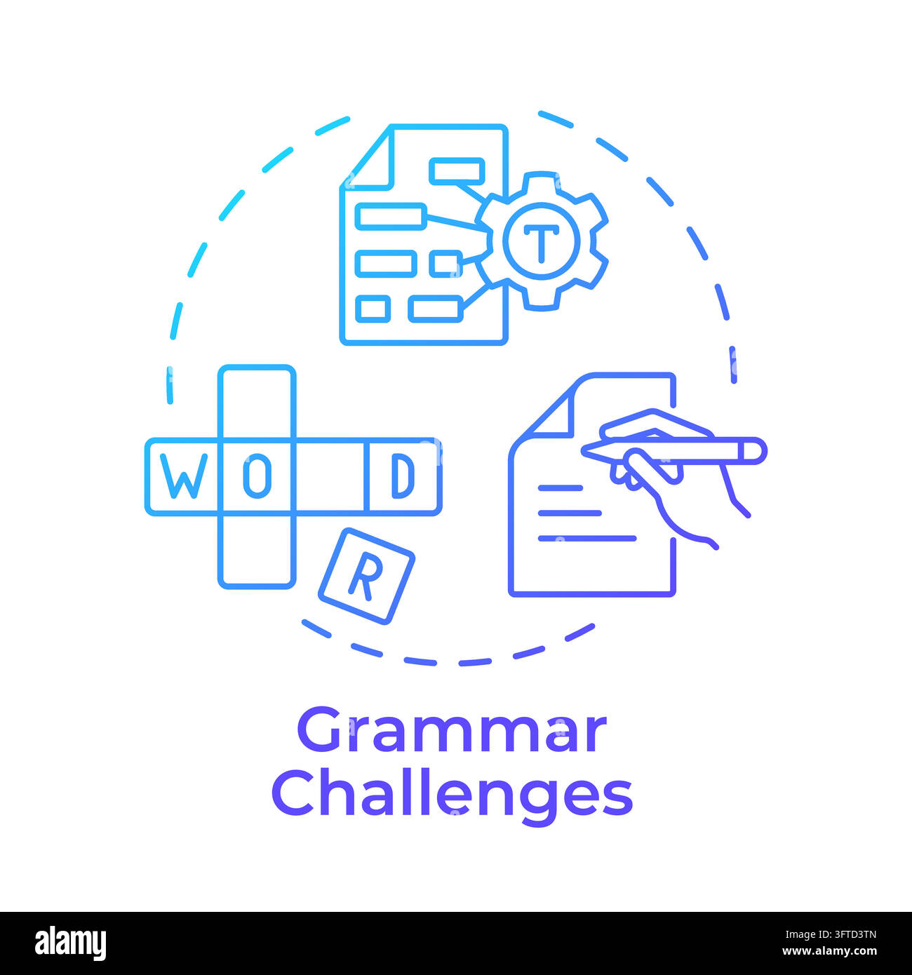 Grammar challenges gradient outline concept icon Stock Vector Image ...