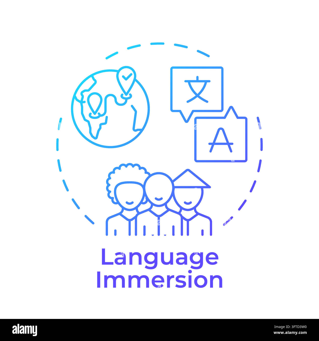 Language immersion gradient outline concept icon Stock Vector Image ...