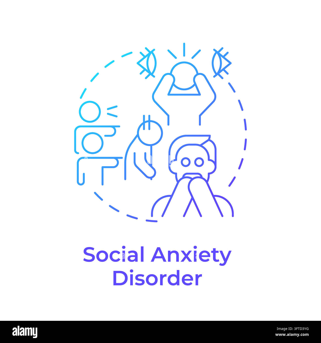 Social anxiety disorder gradient outline concept icon Stock Vector ...