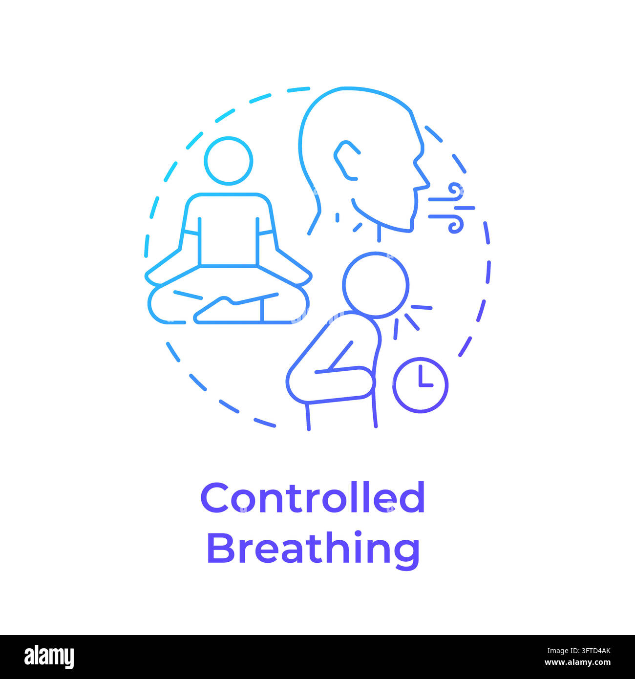Controlled breathing gradient outline concept icon Stock Vector Image ...