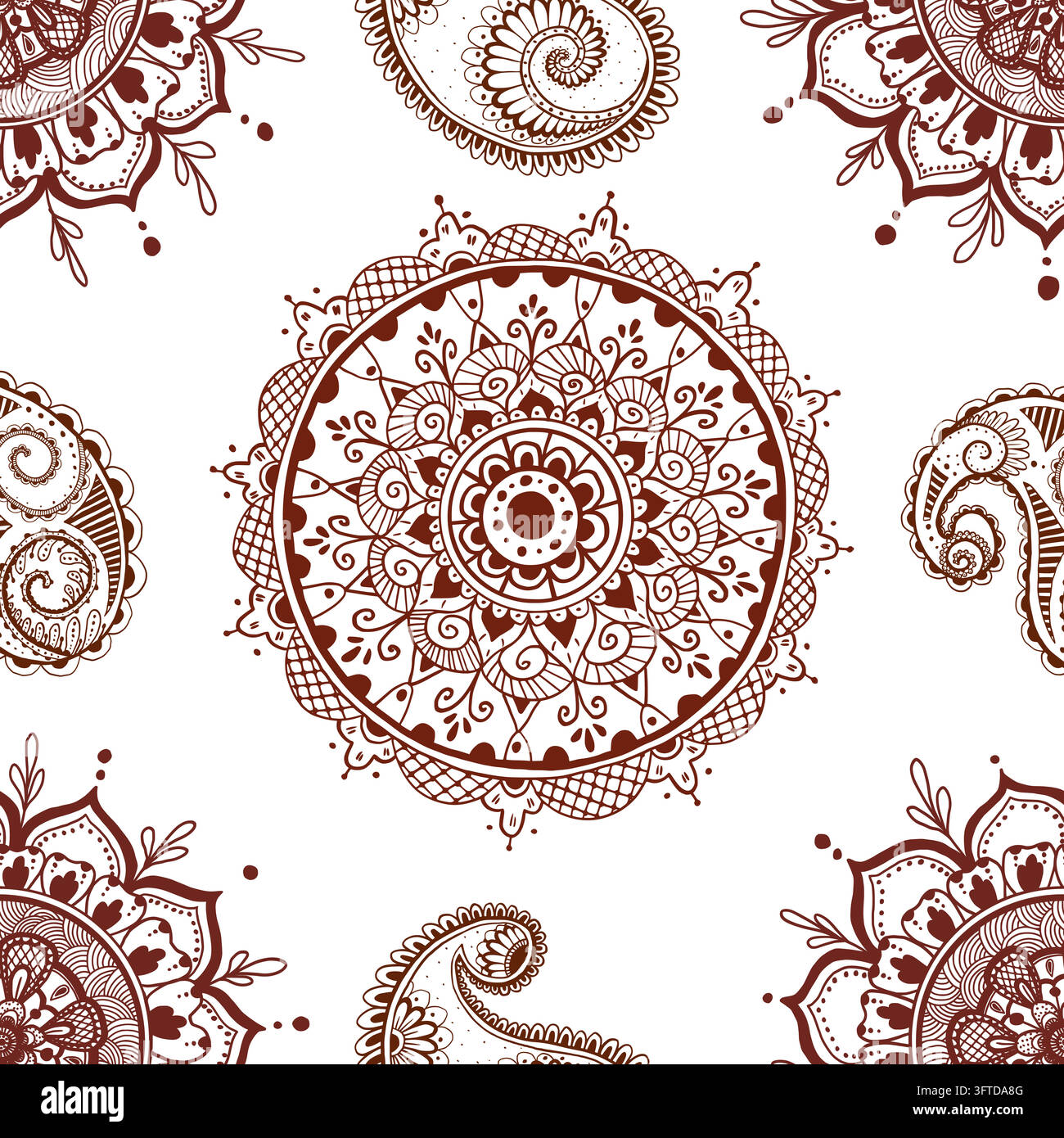 Paisley and Mehndi tattoo seamless pattern, abstract background. Motifs ...