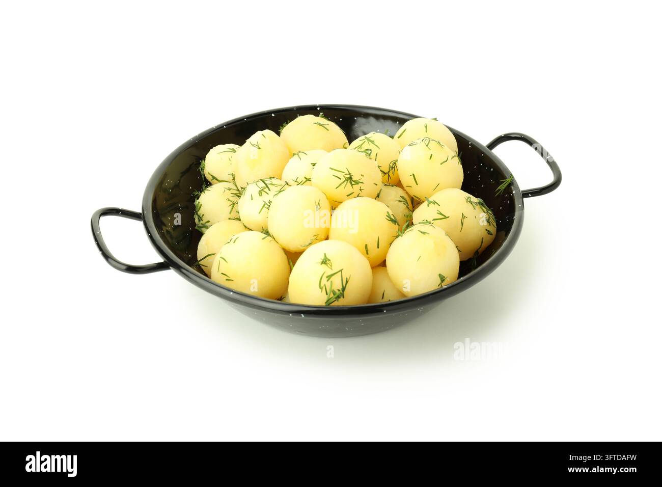 Bowl with boiled young potatoes, isolated on white background Stock ...