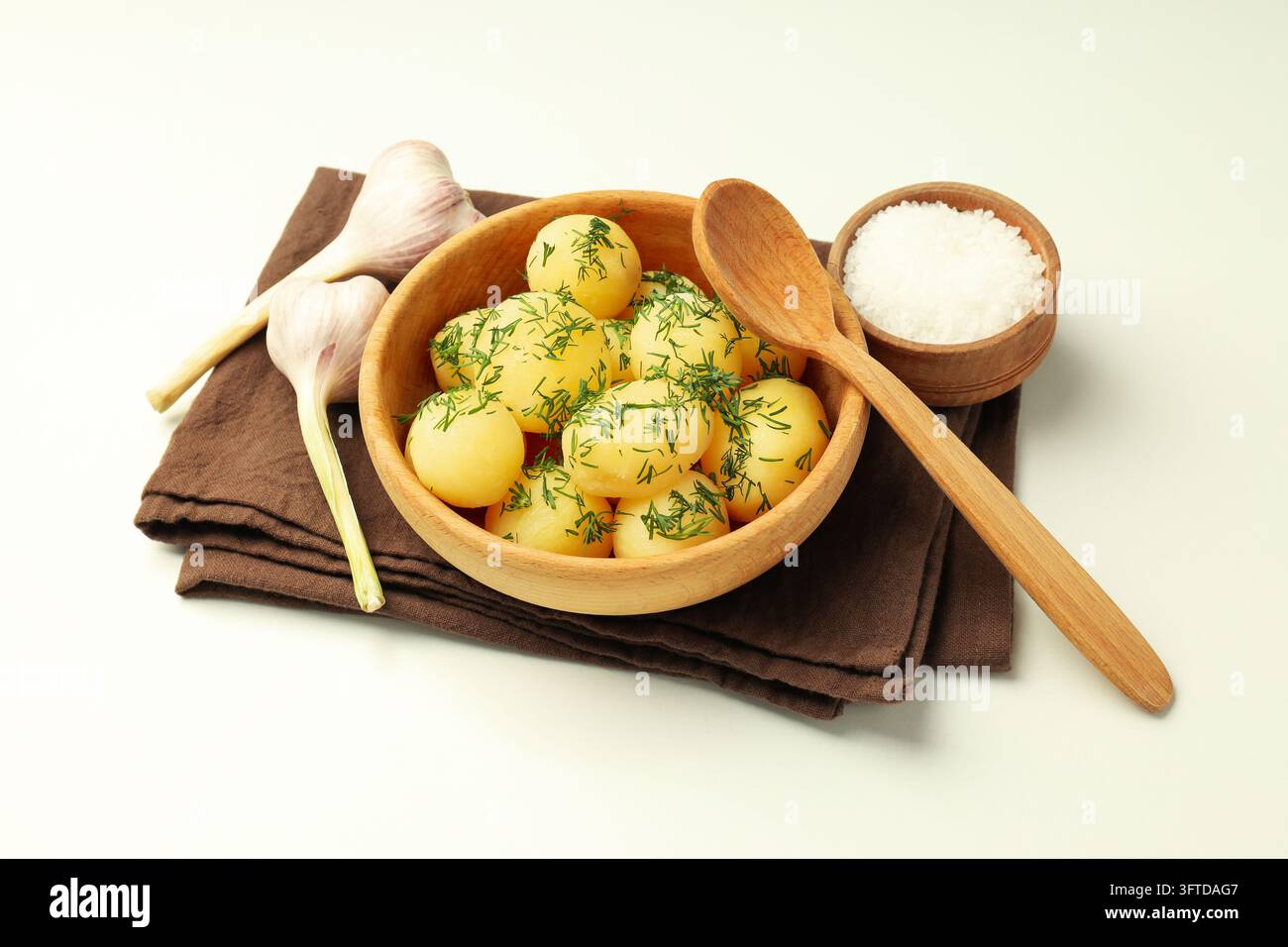 Concept of tasty food with boiled young potatoes Stock Photo - Alamy