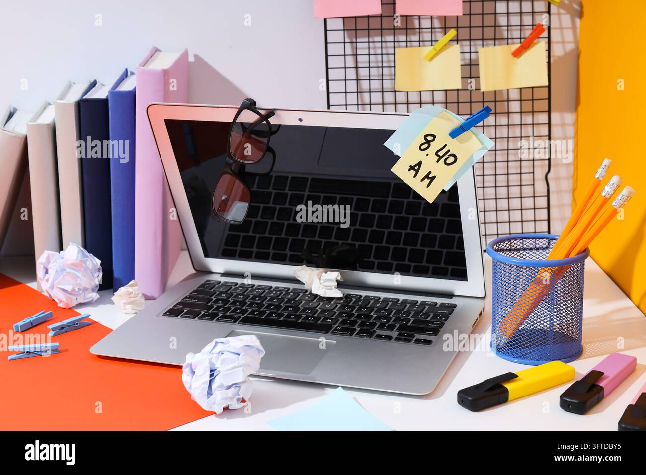 Messy office workplace, workplace and workspace concept Stock Photo - Alamy