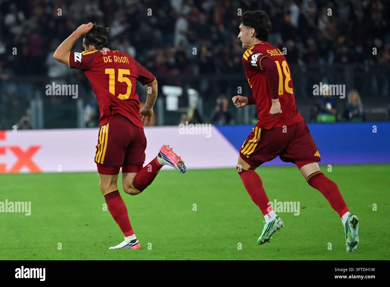 Marten De Roon of Roma celebrates scoring his goal during the Champions ...