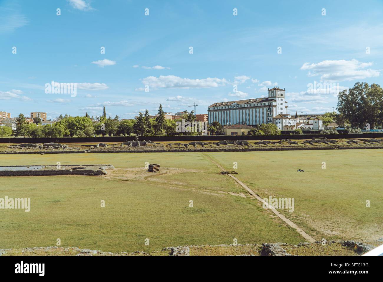 Panoramic view of the ancient Roman Circus of Merida, Spain, showcasing ...