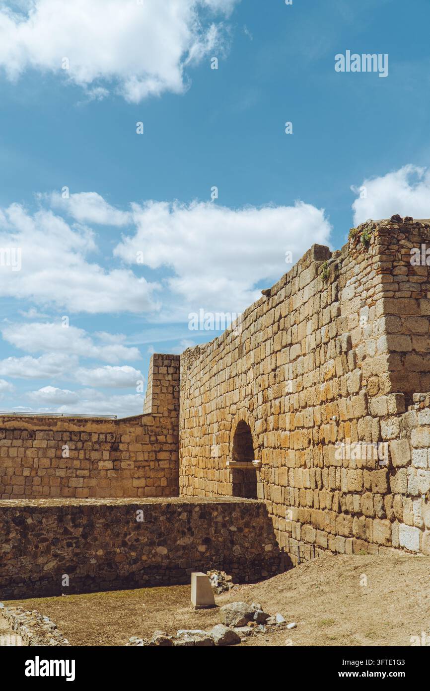 Ancient Roman ruins under a bright sunny sky in Merida, Spain ...