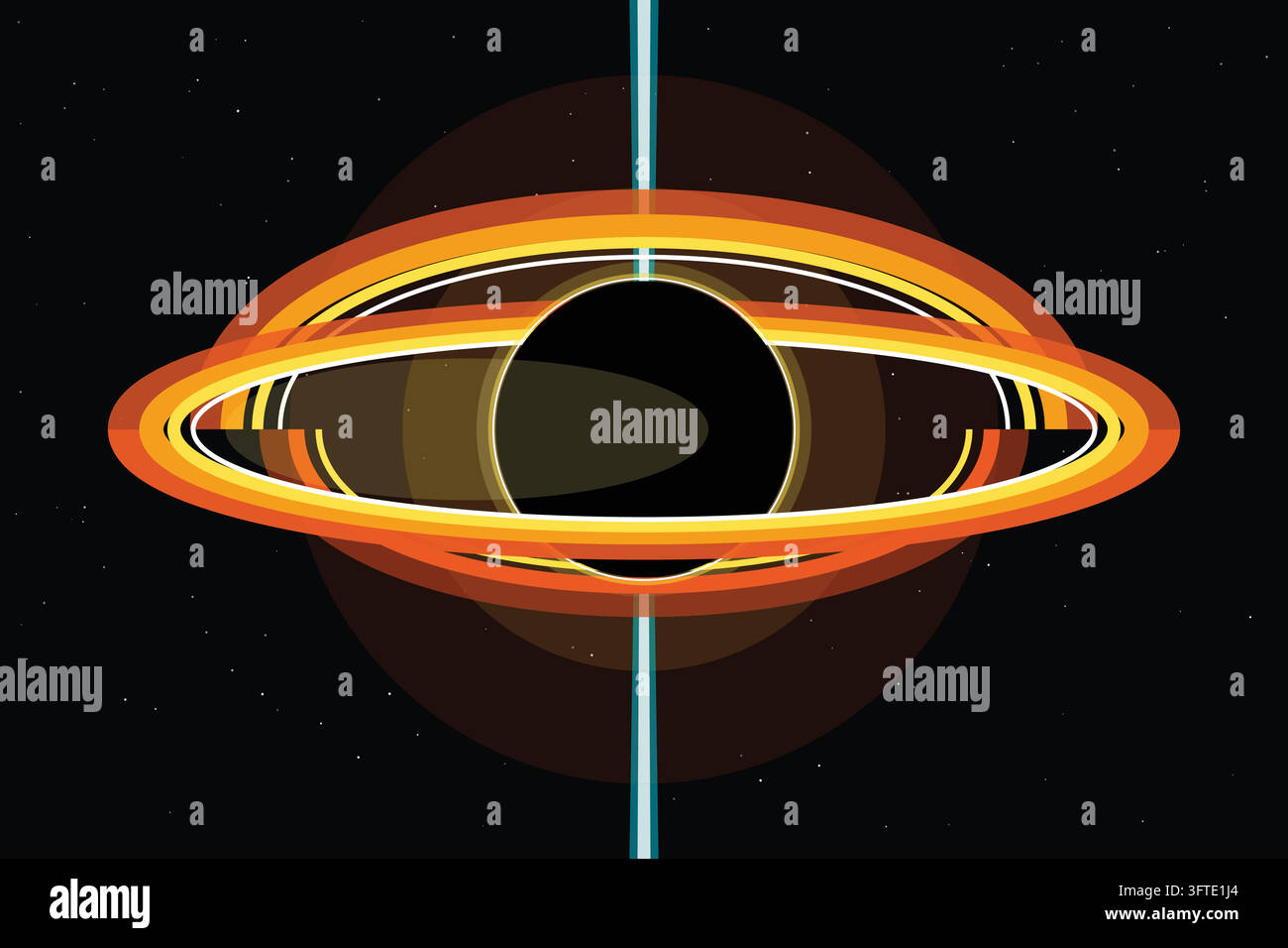 Sophisticated graphic design depicting symbolic elements of black hole ...