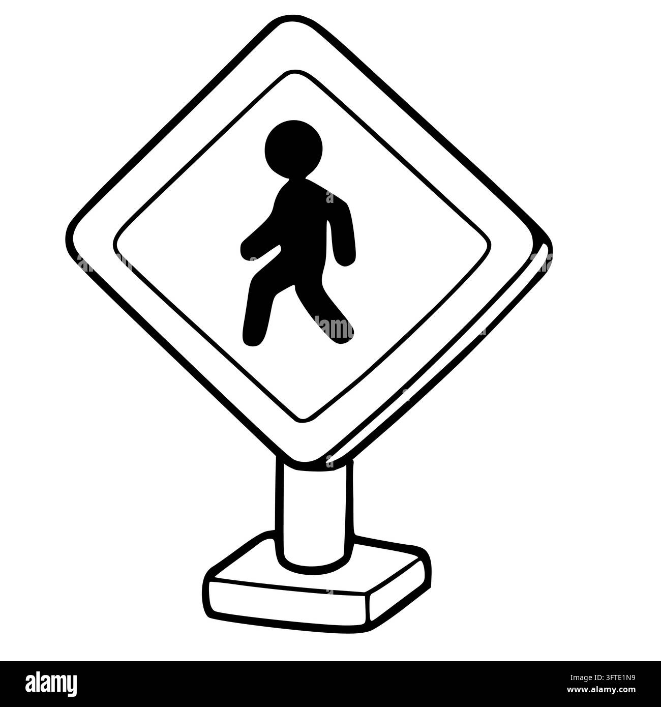 Pedestrian crossing road sign vector illustration, isolated black and ...