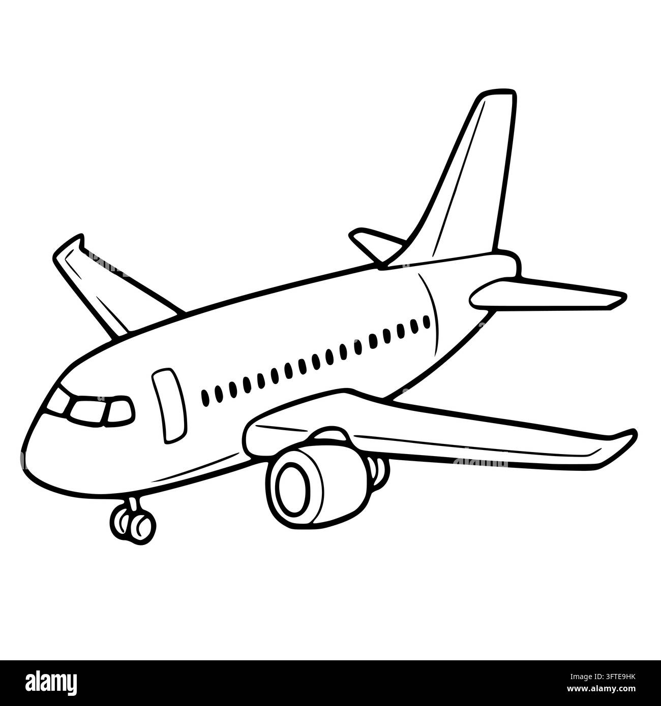 Sign Outlibe Airplane vector illustration with clean black outline for coloring page ...