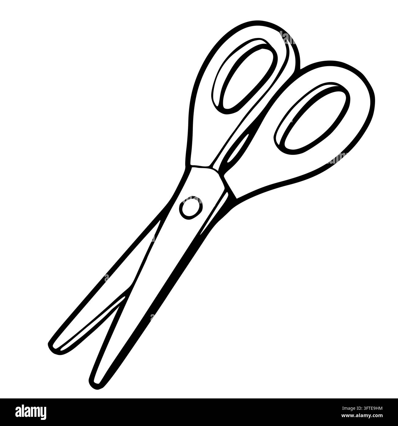 Sign Outlibe Scissors isolated vector illustration, simple black and white line art ...