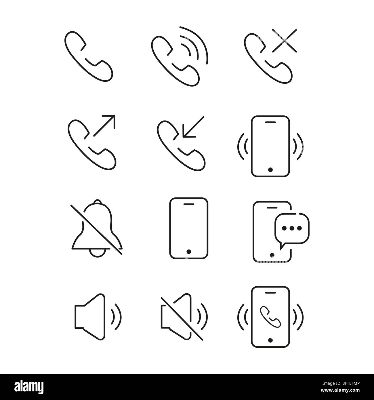 Smartphone and Phone Call Symbols Icons Set vector Stock Vector Image ...
