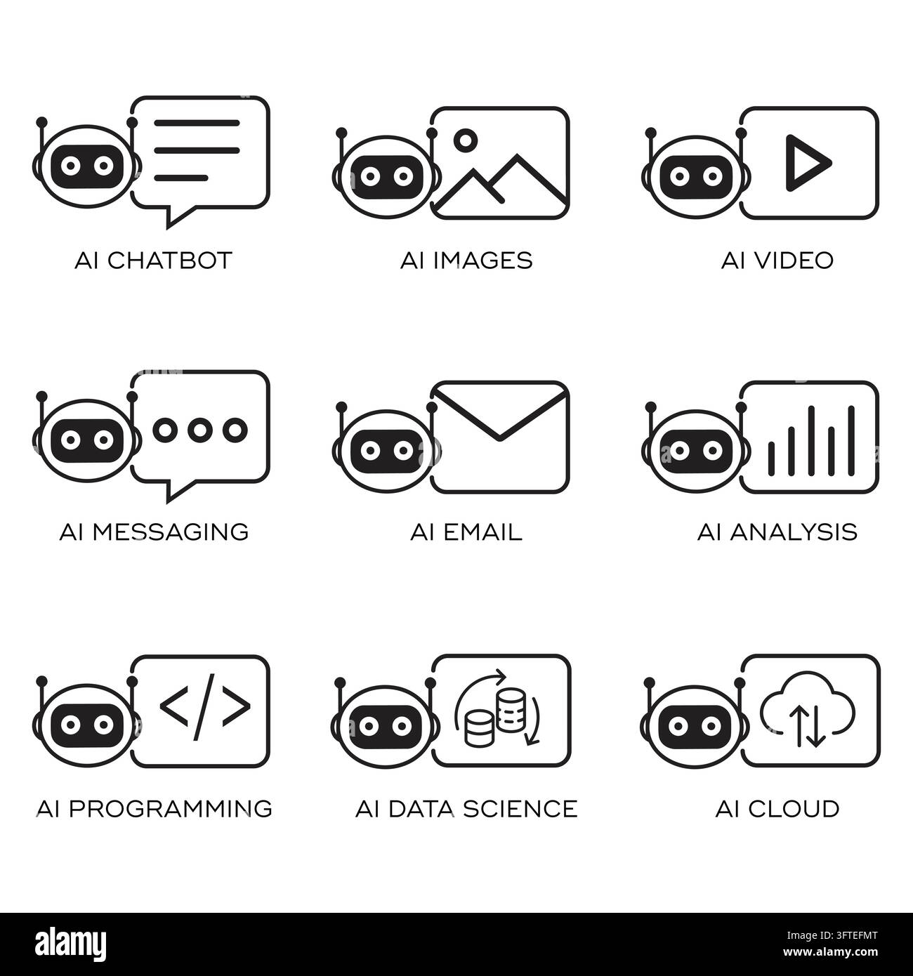 AI Technology Line Icons Set vector Stock Vector Image & Art - Alamy