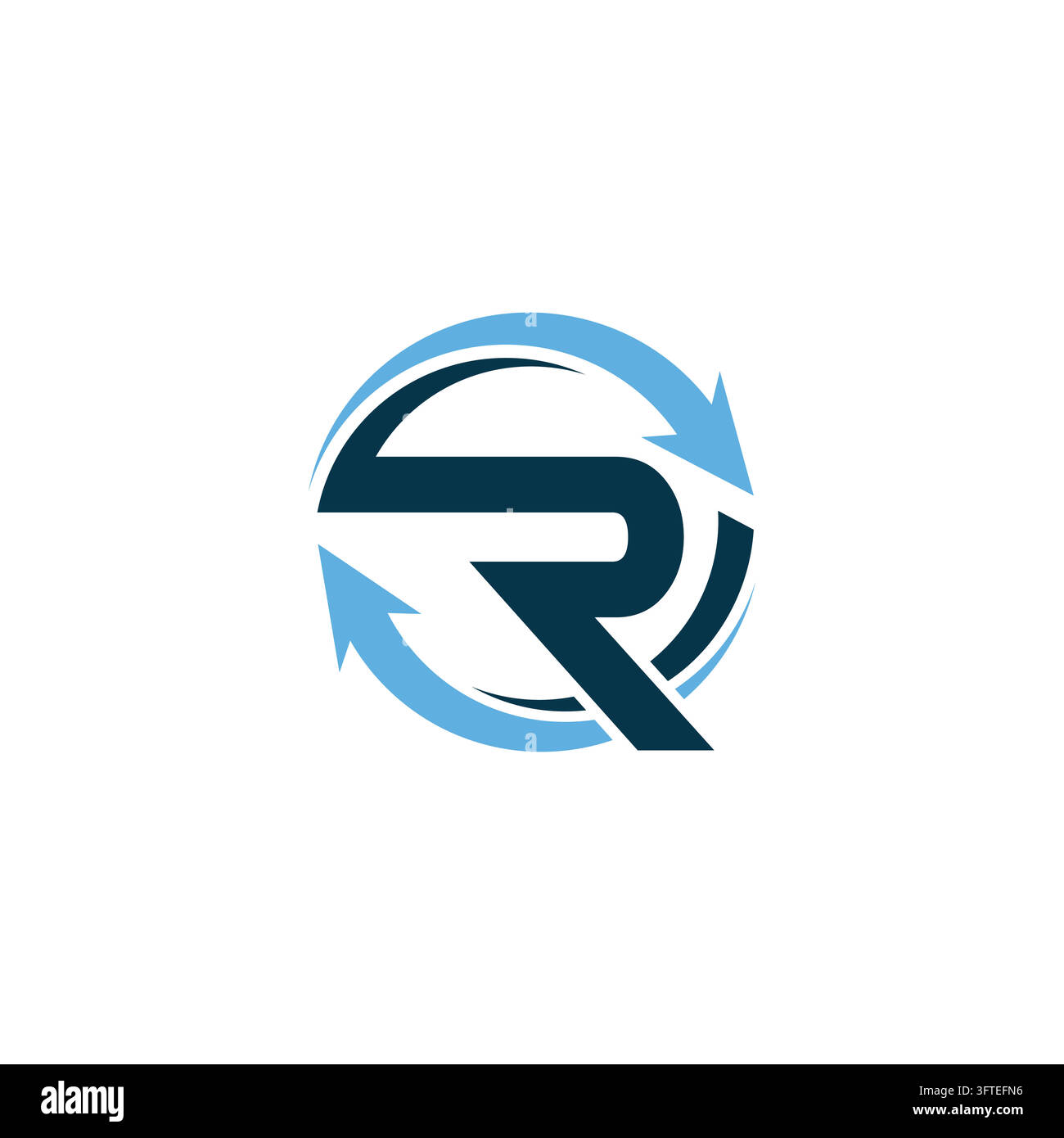 Abstract letter R rotating arrows cycle vector logo template Stock Vector